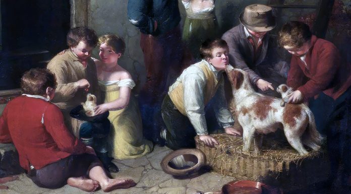 “Memmo” e “Un cane” di Giovanna Gulli Children Playing with Puppies, William Collins (1812)