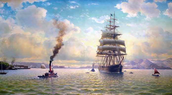“Caccia all’uomo” di Henry de Vere Stacpoole Glory of the Seas Off Fort Mason, 1912 (San Francisco Bay), by William A. Coulter
