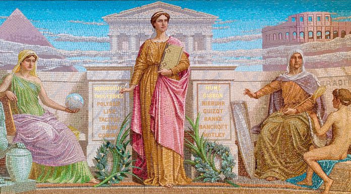 “Teoria e storia della storiografia” di Benedetto Croce History, mosaic by Frederick Dielman