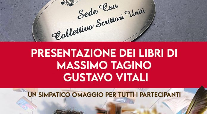 Dalla Scozia a Venezia: Gustavo Vitali e Massimo Tagino presentano i loro libri presso la sede del Collettivo Scrittori Uniti di Torino La locandina nella presentazione dei libri La Saga del Cacciatore e Il Signore di Notte