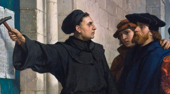 “Storia degli italiani. Tomo X” di Cesare Cantù Luther posting his 95 theses in 1517, Ferdinand Pauwels (1872)