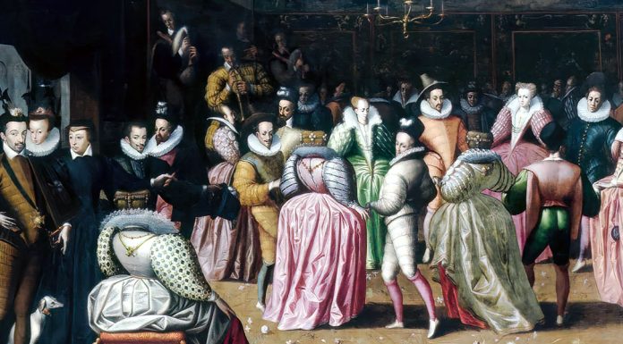 “Le dame galanti” di Pierre Brantôme de Bourdeille Bal à la cour d’Henri III, peinture, école française, 2e moitié du XVIe s. Musée du Louvre. Anonymous