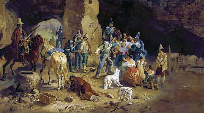 “Il brigantaggio alla frontiera pontificia” di Vincenzo Tofani Capture of Italian brigands, Heinrich Bürkel