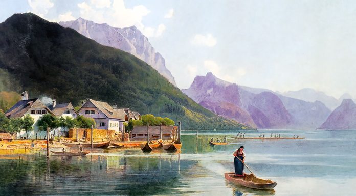 “Idillii spezzati” di Antonio Fogazzaro Lake Traun, Rudolf von Alt (1840)