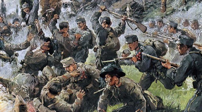 “La guerra d’Italia. Dal Trentino al Carso (agosto-novembre 1916)” di Luigi Barzini Rappresentazione della battaglia di Doberdò. Rudolf Alfred Höger