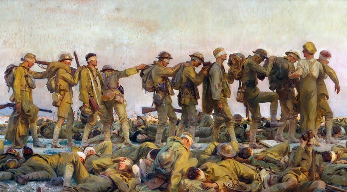 “Sui campi di battaglia inglesi e in mezzo alla grande flotta” di Mario Borsa “Gassed”. John Singer Sargent