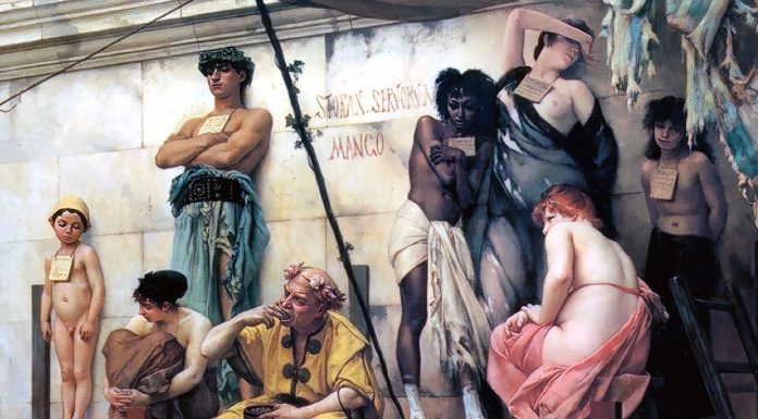 “Il tramonto della schiavitù nel mondo antico” di Ettore Ciccotti The Slave Market, Gustave Boulanger (c.1882)