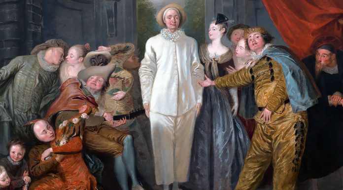 “Storia degli italiani. Tomo XII” di Cesare Cantù Italian Comedians, Antoine Watteau (c.1720)