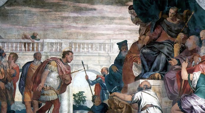 “La rovina della civiltà antica” di Guglielmo Ferrero St. Sebastian reproving Diocletian, Paolo Veronese (1558)