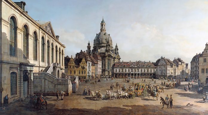 Mozart. “Sinfonia n° 19, K 132” “View of the Neumarkt in Dresden from the Jüdenhofe”. Bernardo Bellotto