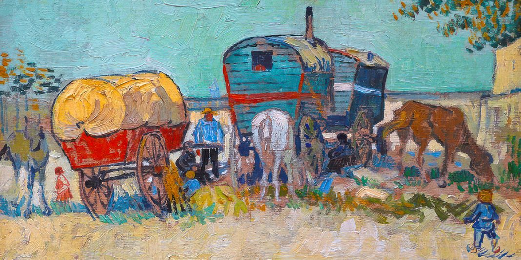 Encampment of Gypsies with Caravans, Vincent van Gogh (1888)