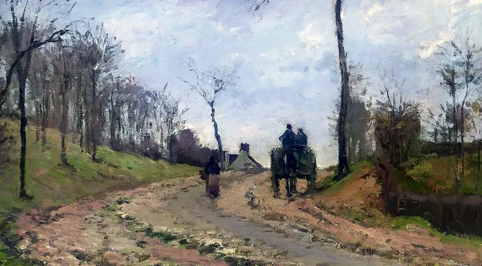 “L’antica madre” di Antonio Beltramelli Charette sur une Route, Hiver, Environs de Louveciennes. Camille Pissarro