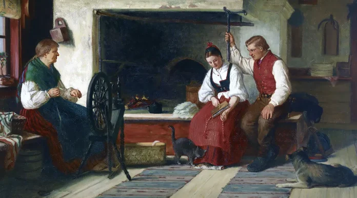 “Intorno al ceppo” By the Hearth, Adolf von Becker