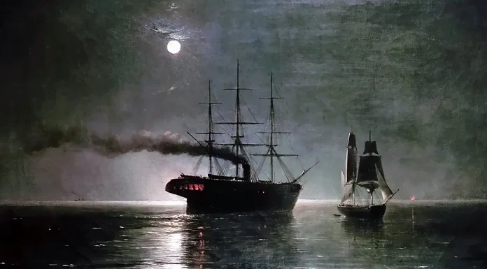 “Fra i due mondi” di Guglielmo Ferrero Ships in the stillness of the night, Ivan Aivazovsky (1888)