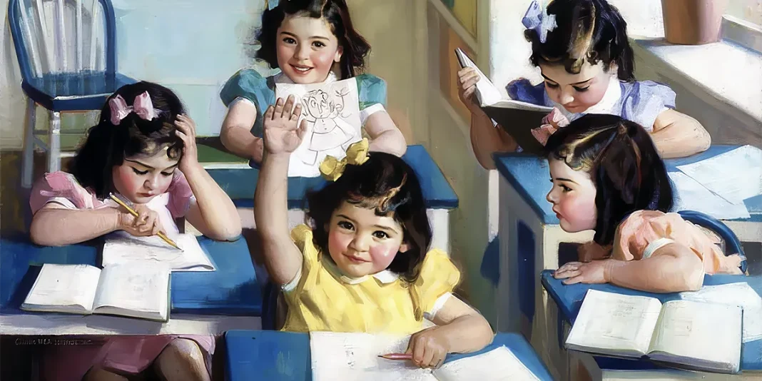 Quintuplées Dionne, Journées à l’école. Andrew Loomis