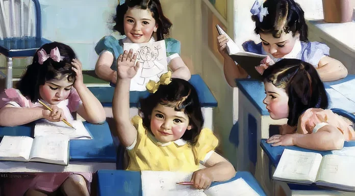 “La scoperta del bambino” di Maria Montessori Quintuplées Dionne, Journées à l’école. Andrew Loomis
