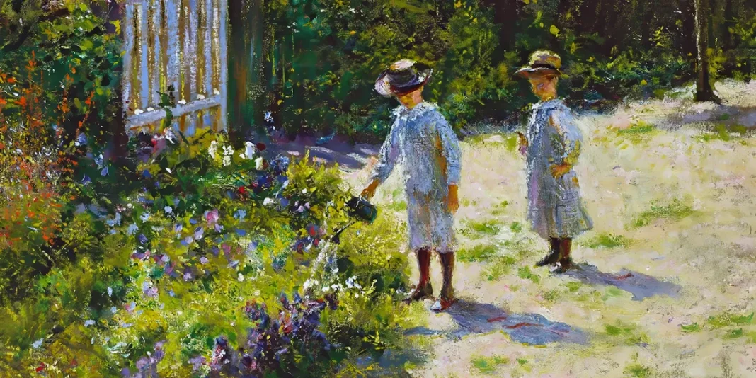 Children in the garden. Władysław Podkowiński