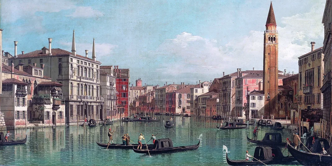 Il Canal Grande, Venezia, guardando a sud-est, con il Campo della Carità a destra (1730s)” di Canaletto (1697–1768)