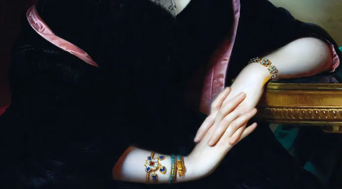 “Il braccialetto” di Robert Smythe Hichens Portrait of young lady with bracelets, Anton Einsle (1847)