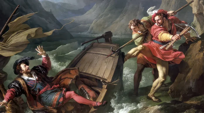 Rossini. “Guglielmo Tell” Guillaume Tell renversant la barque sur laquelle le gouverneur Gessler traversait le lac de Lucerne. François-André Vincent