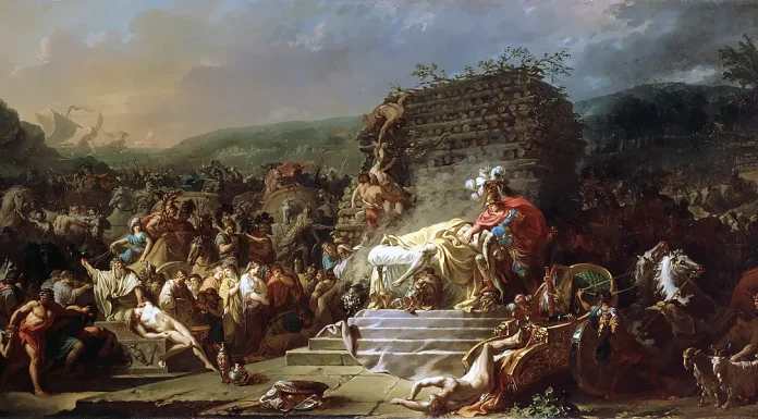 “Iliade” di Homerus (Omero) “Les funérailles de Patrocle”. Jacques-Louis David