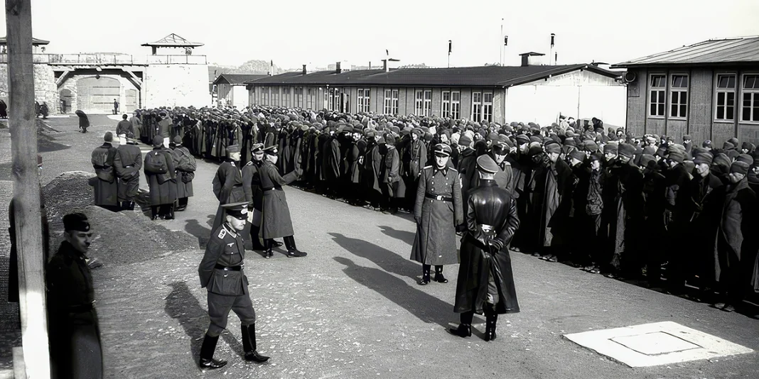 Austria, campo di concentramento di Mauthausen. Nuovo arrivo di prigionieri di guerra sovietici, ottobre 1941