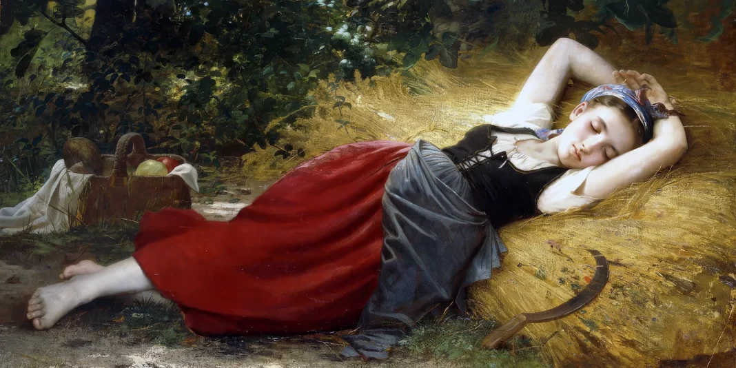 A Young Peasant Girl, Sleeping, 1874. Leon Bazile Perrault