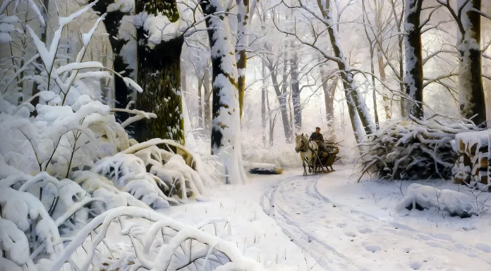 “Il ventiquattro febbraio” di Friedrich Ludwig Zacharias Werner Wood in snow. Peder Mørk Mønsted