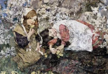 “Frühlingsglaube, Op. 20 n° 2, D. 686” di Franz Schubert “Idyll in Spring”. Edward Atkinson Hornel