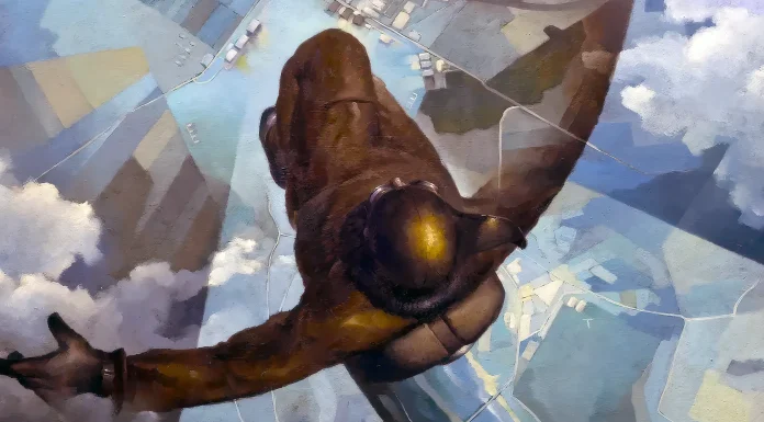 “La fine del mondo” di Volt Tullio Crali, Prima che si apra il paracadute, 1939