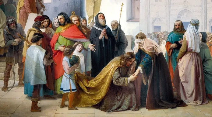 “Adelaide Regina d’Italia, ossia La Corona Ferrea” di William Bernard MacCabe Riconciliazione di Ottone II con Adelaide di Borgogna sua madre. Francesco Hayez