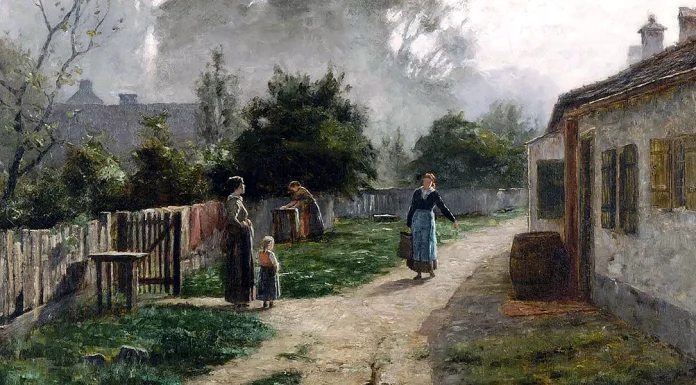 “Racconti” di Silvio D’Arzo “Village Scene” di Theodore Clement Steele