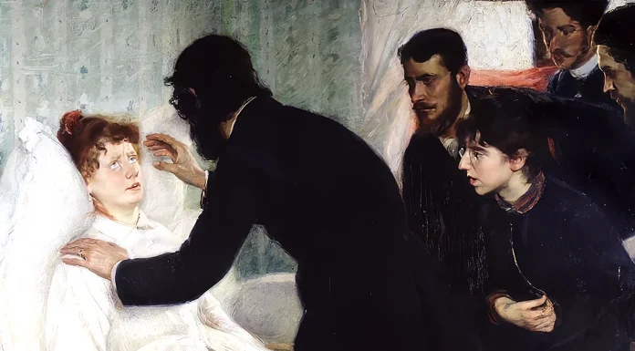 “Lo spiritismo davanti alla scienza” di Lea Schiavi “Hypnotic séance” di Richard Bergh, 1887.