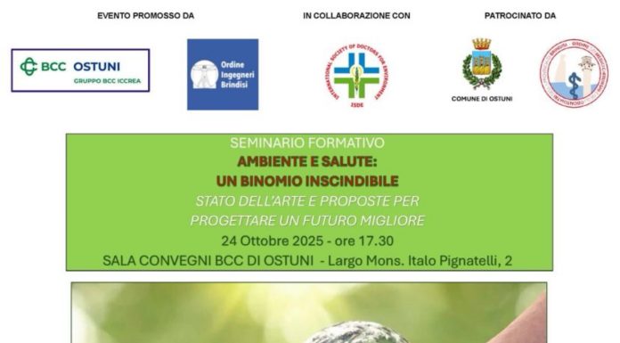 Presso la Banca di Credito Cooperativo di Ostuni si terrà l’evento “Ambiente e Salute: un binomio inscindibile per progettare un futuro migliore”