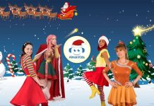 Tutta la famiglia Alman Kids riunita in teatro per festeggiare il Natale