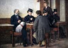 “Il prete, il carabiniere e la vittima” di Nicola Del Vecchio Giacomo Favretto. Partita a Scacchi (elaborazione)