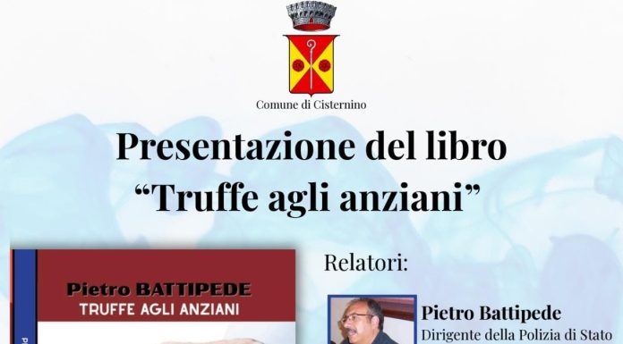 Venerdì 27 marzo, nella Sala Consiliare di Cisternino, sarà presentato il libro “Truffe agli anziani” di Pietro Battipede