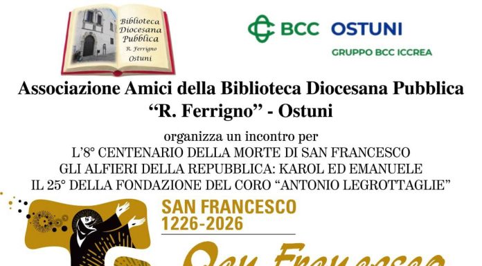 Cultura, giovani e comunità: presso la Banca di Credito Cooperativo di Ostuni l’incontro “San Francesco, un’esplosione di vita”