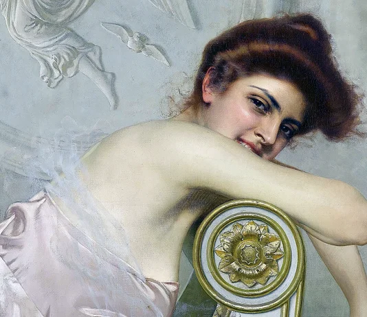 “Il passaggio di Venere” di Arrigo Cajumi Ritratto di giovane donna con cane, 1895 circa. Collezione privata.