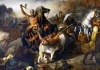 “La venuta dei Normanni in Sicilia nella poesia e nella leggenda” di Michele Catalano Roger I of Sicily at the Battle of Cerami in 1061. Artist: Lafaye, Prosper (1806-1883)