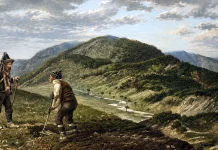 “La quistione della Sila” di Lorenzo Agnelli Contadini al lavoro, con Montenero sullo sfondo, Sila, Calabria, Italia, disegno di Giuseppe Cosenza, incisione tratta da L’Illustrazione Italiana, n. 18, 1 maggio 1881.