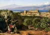 “Donne ed industrie nella provincia di Reggio Calabria” di Clelia Pellicano (alias Jane Grey) Edward Lear, veduta di Reggio e dello stretto di Messina, 1852, pittura a olio su tela, Tate Britain, National Gallery of British Art, Londra, Inghilterra